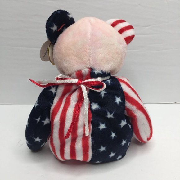 Vintage Ty Beanie Babies July 4 1999 Spangle USA Teddy Bear Red White Blue Stars - Picture 4 of 11